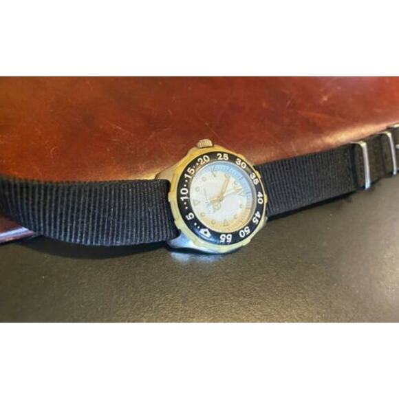 Women's Nine and company Watch, Silver Tone with Black Canvas Band - Picture 1 of 2